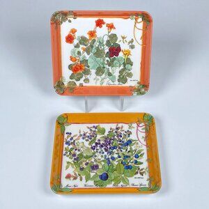 Set of 2 Mebel Melamine Botanical Floral Trays Snack Trinket Made in Italy